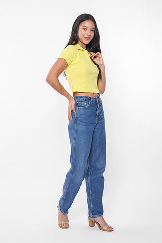 Ribbed Polo Cropped Top