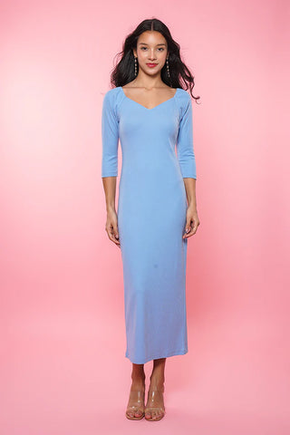 Ribbed Sweetheart Neckline Midi Dress