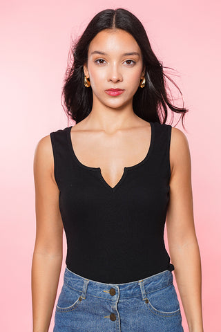 Ribbed V-neck Tank Top