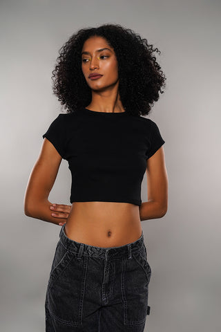 Ribbed Basic Cropped Top