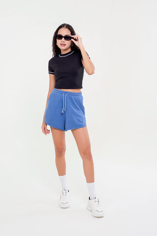 Contrast Trim Cropped T-shirt