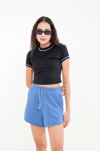 Contrast Trim Cropped T-shirt