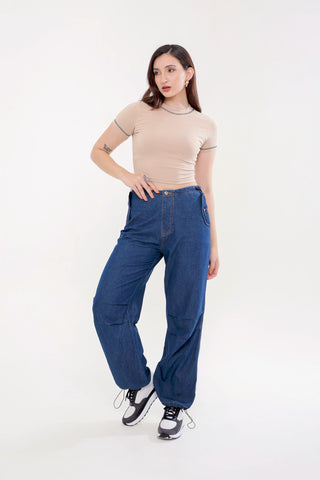 Contrast Trim Cropped T-shirt