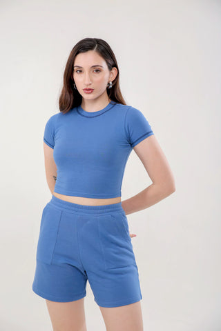 Contrast Trim Cropped T-shirt