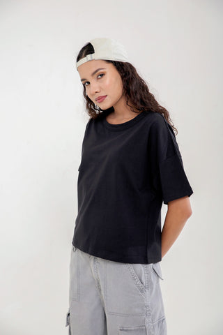 Boxy-Style Cropped T-shirt